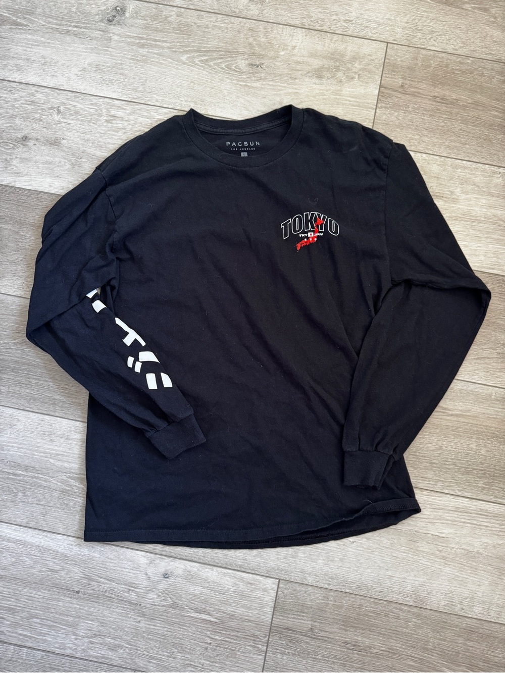 PacSun Black 'Tokyo' Logo Long Sleeve Tee